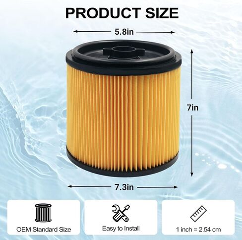 Replacement for Vacmaster Filter 5 to 16 Gallon, Hart Shop Vac 5-20 Gallon | 2 Pack VCFS Shop Vac Filter, VBV1210 Cartridge Vacuum Filter for Wet/Dry Vacs in Kuwait