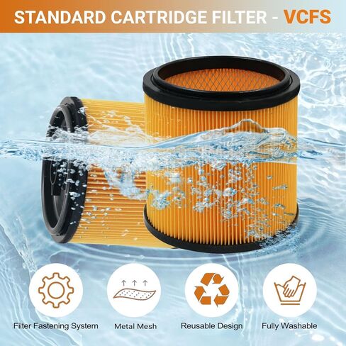 Replacement for Vacmaster Filter 5 to 16 Gallon, Hart Shop Vac 5-20 Gallon | 2 Pack VCFS Shop Vac Filter, VBV1210 Cartridge Vacuum Filter for Wet/Dry Vacs in Kuwait