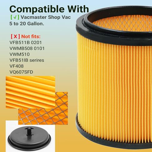Replacement for Vacmaster Filter 5 to 16 Gallon, Hart Shop Vac 5-20 Gallon | 2 Pack VCFS Shop Vac Filter, VBV1210 Cartridge Vacuum Filter for Wet/Dry Vacs in Kuwait
