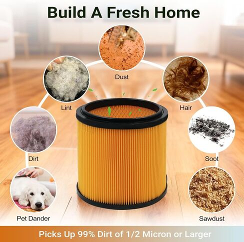 Replacement for Vacmaster Filter 5 to 16 Gallon, Hart Shop Vac 5-20 Gallon | 2 Pack VCFS Shop Vac Filter, VBV1210 Cartridge Vacuum Filter for Wet/Dry Vacs in Kuwait