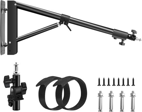 WELLMAKING 51inch Wall Mount Boom Arm with Tilt Adapter for Studio Video | 135cm Adjustable Support Arm, 180° Flexible Rotation, Up to 4.26ft,1/4 to 3/8in Screw Mount, LED Light Softbox Compatible in Kuwait