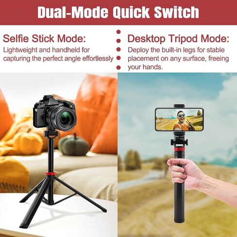 7-Section Adjustable Tripod Stand (36.5-220cm), Light Stand Lightweight Aluminum Alloy Tripod for Camera/Ring Light/Smartphone, 1kg Load Capacity with 180° Rotation Head in Kuwait