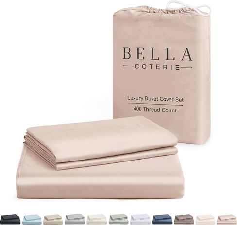 Bella Coterie | Luxury Bamboo Viscose Queen Size Duvet Cover Set | Organically Grown | Cooling | Ultra Soft | 8 Corner Ties | 2 Pillow Shams | 90" x 94" | No Insert [Dusty Rose] in Kuwait