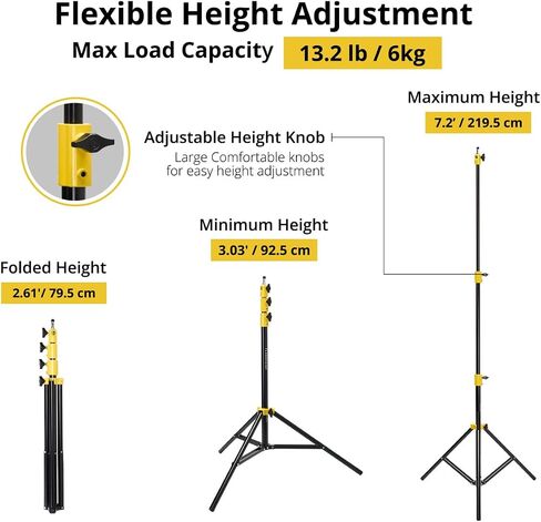 Flashpoint Pro Heavy-Duty Air-Cushioned Light Stand (Yellow, 7.2') in Kuwait