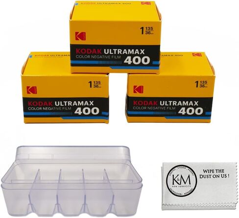 Kodak Eastman UltraMax 400 Color Negative Film | 35mm Roll Film (36 Exposures) 5 Rolls + Film Storage Case + Cloth in Kuwait
