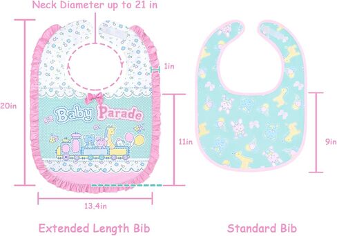 Littleforbig Silky Waterproof Printed Adult Bib with Adjustable Hook-and-Loop Fastener Closure - Parade Big Pink Ruffle Bib in Kuwait