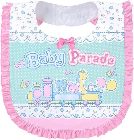 Littleforbig Silky Waterproof Printed Adult Bib with Adjustable Hook-and-Loop Fastener Closure - Parade Big Pink Ruffle Bib in Kuwait