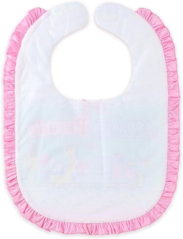 Littleforbig Silky Waterproof Printed Adult Bib with Adjustable Hook-and-Loop Fastener Closure - Parade Big Pink Ruffle Bib in Kuwait