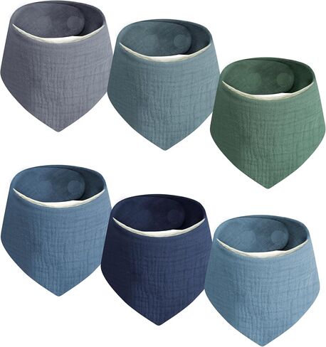 GUNTAIL Magnetic Bandana Drool Bibs 6-pack - Magnetic Closure Baby Bibs - Safe, Easy, Chic Teething Bib（Unisex） in Kuwait