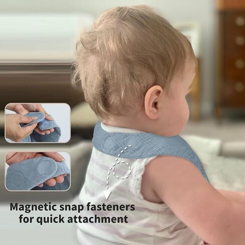 GUNTAIL Magnetic Bandana Drool Bibs 6-pack - Magnetic Closure Baby Bibs - Safe, Easy, Chic Teething Bib（Unisex） in Kuwait