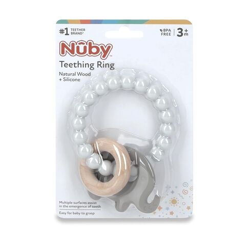 Nuby Teething Ring | Natural Wood and Silicone in Kuwait