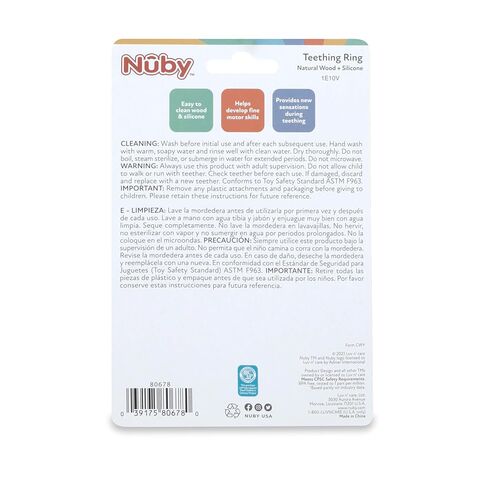 Nuby Teething Ring | Natural Wood and Silicone in Kuwait
