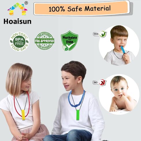 Sensory Chew Necklaces 12 Pack, Stretchy Chewy Necklace Sensory Toys for Kids with Autism, ADHD, Biting, Teething Needs, Silicone Blocks Chewing Toys for Boys Girls Adults Reduce Anxiety Fidget in Kuwait