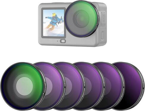 NEEWER CPL & ND Filter Compatible with DJI Osmo Action 4/Action 5 Pro (6 Pack), Screw On CPL+ND8+ND16+ND32+ND64+ND1000 Filter Kit Action Camera Accessories Multicoated HD Optical Glass, FL-A13 in Kuwait