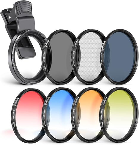NEEWER 67mm ND + CPL + Star + 4 Graduated Color Filter Set with Phone Lens Clamp Compatible with iPhone 17 16 16e 15 14 Pro Max Plus Android Samsung S25 Ultra in Kuwait