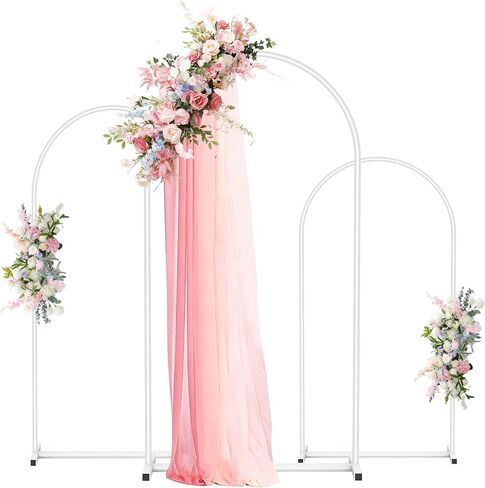 Arch Backdrop Stand Set of 3 (7.2FT,6.6FT,6FT), Gold Arch Stand | Metal Arch Backdrop Frame for Wedding Ceremony, Birthday Party, Baby Shower, Graduation, Floral Balloon Decoration in Kuwait
