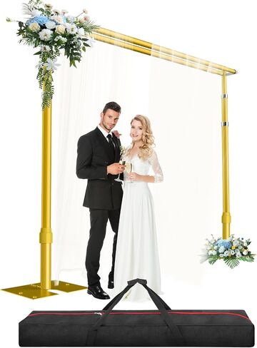 10x10ft Pipe and Drape Backdrop Stand Double Crossbar | Adjustable Heavy Duty Backdrop Stand with Foldable Metal Base for Parties Photogarphy Trade Show Wedding Decorations in Kuwait