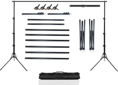 5x6.5ft Portable Backdrop Kit with Stand - Includes Carry Bag & Clamps, Foldable Green ScreenBackground for Streaming, Video Recording, Zoom Meetings, Photography in Kuwait