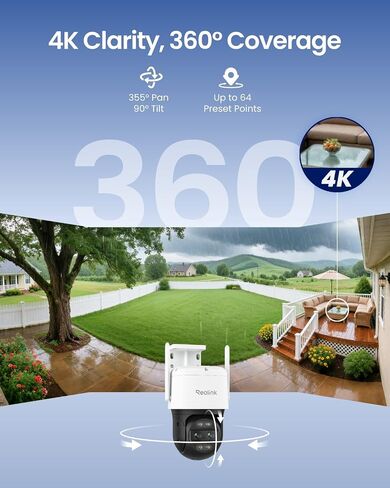 REOLINK 4K 8MP Dual-Lens PTZ Wired WiFi Outdoor Security Camera, 2.4/5GHz | 360° Auto Tracking, 6X Hybrid Zoom, Smart Person/Vehicle/Animal Detection, Dual-Band Wi-Fi, Color Night Vision, TrackMix WiFi in Kuwait