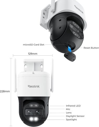 REOLINK 4K 8MP Dual-Lens PTZ Wired WiFi Outdoor Security Camera, 2.4/5GHz | 360° Auto Tracking, 6X Hybrid Zoom, Smart Person/Vehicle/Animal Detection, Dual-Band Wi-Fi, Color Night Vision, TrackMix WiFi in Kuwait