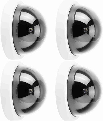 4pcs Dome Simulation Security Camera Fake CCTV Dummy with Red Flashing LED Light for Supermarkets Hotels Parking Lots Offices (Black) in Kuwait