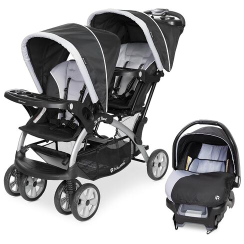 Baby Trend Infant/Toddler Double Stroller & Car Seat Combo, 2 Pc, Stormy | Portable and Lightweight Stroller Duo and Car Seat Travel System Tandem in Kuwait