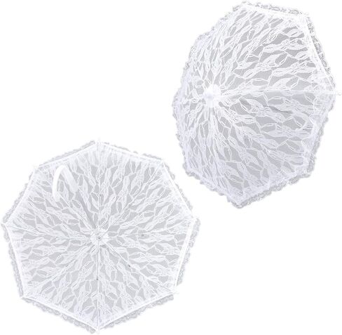 White Lace Parasol Umbrella Elegant Vintage Design for Wedding and Prom 50 X 43.5cm in Kuwait