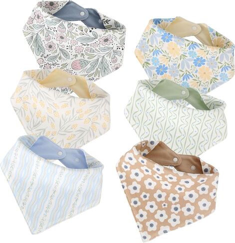 صدريات JUVA Baby Bandana Drool 6 قطع، 100% قطن عضوي، مرايل تسنين فائقة الامتصاص وقابلة للعكس للرضع الأولاد والبنات in Kuwait