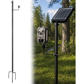 57" Trail Camera Mount, Dual Device Ground Stake with Dual 1/4"-20 Ball Heads, Adjustable Height Steel Pole, Rustproof Mount for Cameras, Solar Panels & More in Saudi Arabia