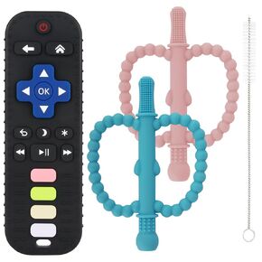 Yinghezu Teethings Toys Teething Sticks and Remote Teether for Babies | remote and apple shape Bpa Free Baby Sensory Chew Toys for Babies 0-6 6-12 12-18 Months soothes teething for babies in Saudi Arabia