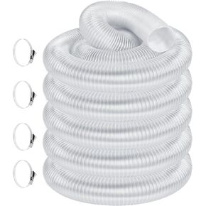4" x 50' Heavy PVC Dust Collection Hose, Flexible Clear Debris and Fume Collector With Stainless Steel Clamps for 4" Ports, Ideal for Shop Vacuums in Kuwait