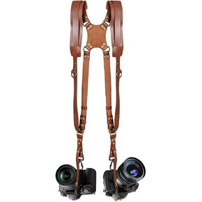 Jumyee Double Camera Harness for 2 Cameras, Adjustable Dual Shoulder Leather Camera Strap for DSLR/SLR in Kuwait