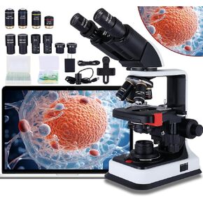 Herwicm 40X-2500X Microscope Laboratory Microscope for Adults with LED, Double 3D Mechanical Stage, Abbe Spotting Scope for Students Children Adults Laboratory Education Science Doppelt Tisch in Saudi Arabia