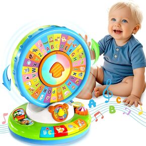 Duchong Learning Toy for Kids 1 2 3 Year Old Boys Girls, Spin and Sing Alphabet Zoo with Sounds, Interactive Educational Toys for Toddler 2-3, First Christmas 1st Birthday Gifts Toy in Kuwait