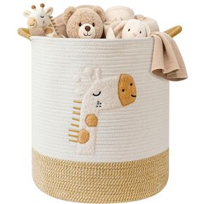 Baby Laundry Basket Large Baby Hamper, Cotton Rope Basket for Nursery Decor 51L Dirty Clothes Hampers for Kids, Woven Blanket Storage for Living Room, Stuffed Animal Storage Toy Box with Handles in Saudi Arabia