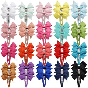 40PCS Snap Hair Clips with Bows Grosgrain Ribbon, 2 Inch Hair Bows Clips No Slip Hair Barrettes for Toddlers Baby Girls Kids in Pairs in Kuwait