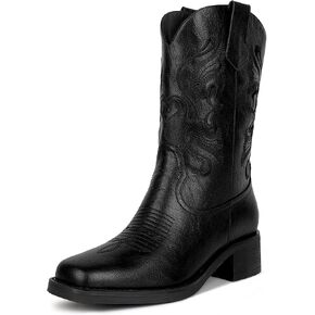 ISNOM Cowboy Boots Cowgir Boots for Women, Pointed Toe Chunky Heel Western Boots in Saudi Arabia