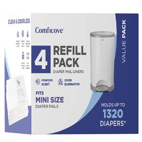 Comficove Refills Compatible with DEKOR MINI Diaper Pails | 4 Pack | Extra Thick Diaper Pail Refill Liners | Fresh Scent | Easy to Replace and Dispose of Diaper Bag | Odorless Baby Diapers Disposal in Kuwait