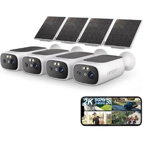 2K Solar Security Cameras Wireless Outdoor-2.4/5Ghz WiFi Cameras for Home Security, AI Motion Detection, Color Night Vision, SD Card/Cloud Storage, Waterproof, Work with Alexa/Google Home (4 Cameras) in Kuwait