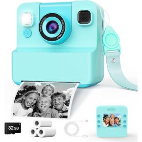 Kids Camera Instant Print, 48MP Digital Camera Selfie 1080P HD,Toys Gifts for Girls Boys Aged 3-16,Digital instant video printing cameras with 3 rolls of paper and 32 GB for Christmas/Birthday/Holiday in Kuwait