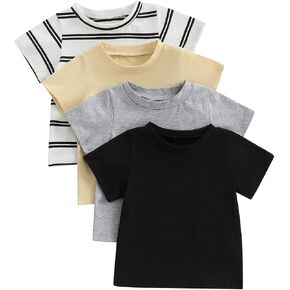 Toddler Boys Short Sleeve Tee Shirts Infant Cotton T-Shirt Multiple Tops with Crew Neck for Baby Boy Girls in Kuwait