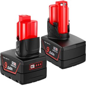2 Pack 12V 9A Batteries Compatible with Milwaukee 12V Cordless Power Tools | 9A Replacement Batteries Replaces 48-11-2412 48-11-2460 48-11-2401 (Not Made in Milwaukee) in Kuwait