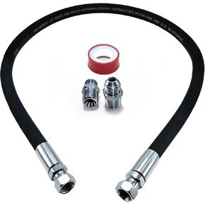 20-inch Air Compressor Jumper Hose-3/4 Female JIC 37° x 3/4 Female JIC 37° | Industrial Grade 1449 PSI,Two adapters (3/4 Female JIC 37° to 3/4 NPT Male),360° Swivel JIC Female Ends,Steel Mesh in Kuwait