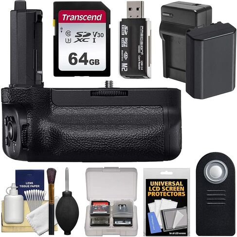 Sony VG-C4EM Vertical Battery Grip with Battery & Charger + 64GB Card + Remote + Reader + Kit for Alpha A7R IV & A9 II Cameras in Kuwait