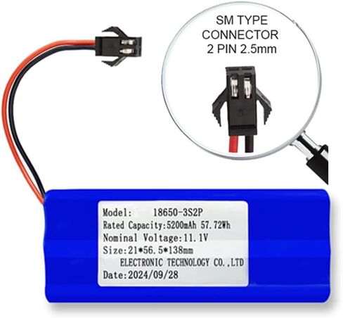 5200mAh 11.1v with SM Plug 18650-3S2P Battery for Everlasting 48 WATT LED UV Lamp in Kuwait