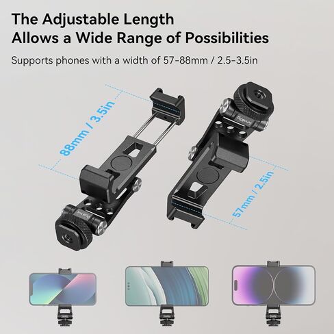 SMALLRIG Metal Phone Holder Support with Cold Shoe Mount, Universal Smartphone Adapter Support Free Adjustment Joints, Phone Tripod Mount for iPhone 17/16/15, for Samsung Galaxy etc-4382 in Kuwait