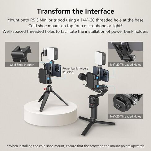 SMALLRIG Metal Phone Holder Support with Cold Shoe Mount, Universal Smartphone Adapter Support Free Adjustment Joints, Phone Tripod Mount for iPhone 17/16/15, for Samsung Galaxy etc-4382 in Kuwait