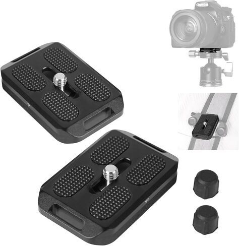 2 Pack Arca-Swiss Plate, Quick Release Plate Camera Mount for Tripod,38mm Arca-Swiss Mount Plate with Safety Pins, Lightweight Aluminum for Tripod/Monopod/Strap, 1/4" Screw Compatible Camera,0.67oz in Kuwait