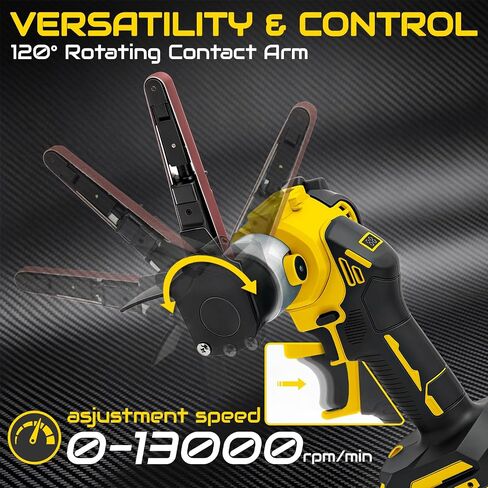 Cordless Belt Sander for Dewalt 20V Battery (No Battery) | 120° Rotatable Head, 0-13000 RPM Variable Speed, LED Display, Brushless Motor, Safety Lock, for Various Sanding in Kuwait