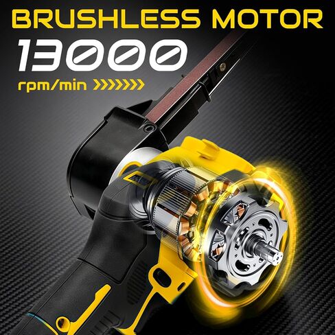 Cordless Belt Sander for Dewalt 20V Battery (No Battery) | 120° Rotatable Head, 0-13000 RPM Variable Speed, LED Display, Brushless Motor, Safety Lock, for Various Sanding in Kuwait